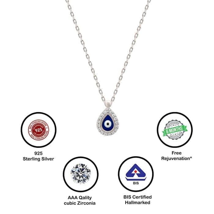 Silver Dark Evil Eye Drop Necklace view 6