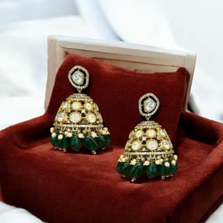 Kundan Meenakari Jhumkas By Dia Art Jewels