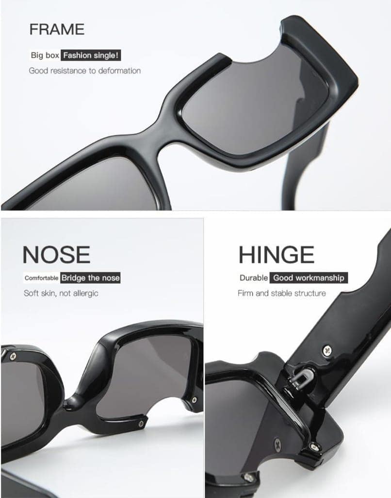 Eyenaks Funky Street Wear Rectangular Sunglasses For Men And Women With UV400 Protection In Black Color Pack Of 1 view 3
