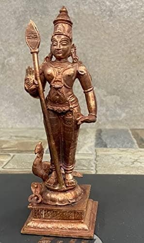 Searchers Paradise - Copper Idols Murugar,6.2 inches, Copper Handmade 550 Grams, Patina Antique Finish, Pack of 1 Piece