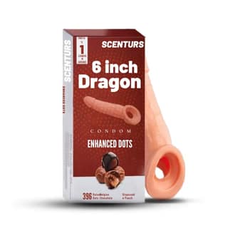 SCENTURS 6 Inch Dragon Condom Reusable Chocolate Flavour, Intense Sensation Realistic Skin Feel & Safe Protection Comfortable Pack of 1 Pcs