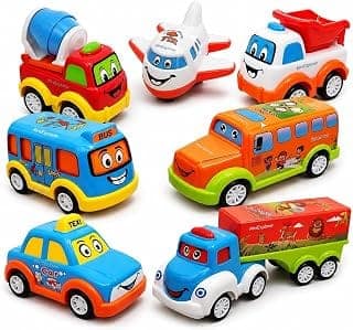 Unbreakable Pull Back Vehicles|Push and Go Crawling Toy for Kids & Children, Power Friction Cars for 3+ Years Old Boys|Girls - Set of 7,Multicolor