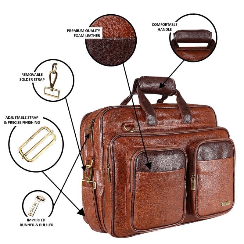 LOREM 28L Messenger Bag For Men - Faux Leather view 4