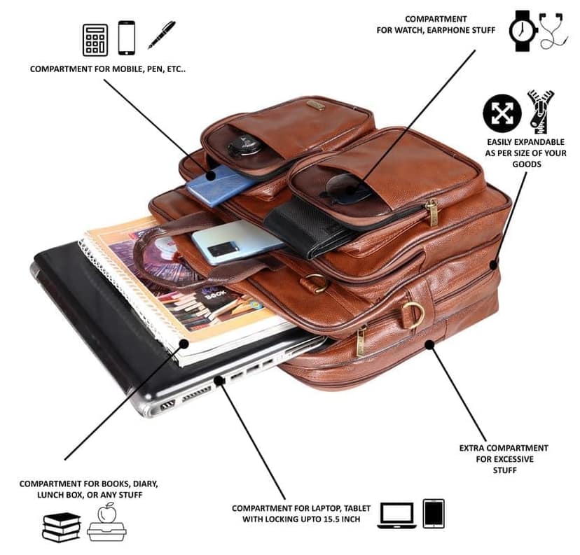 LOREM 28L Messenger Bag For Men - Faux Leather view 5