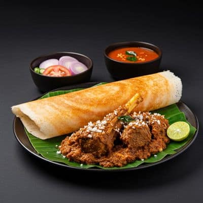 Neer Dosa With Mutton Sukkaa