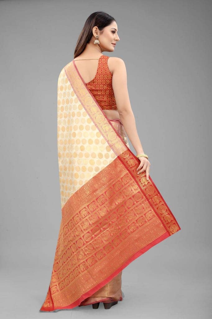 Silk Zone Women's Banarasi Silk Woven Saree With Unstiched Blouse Piece view 2