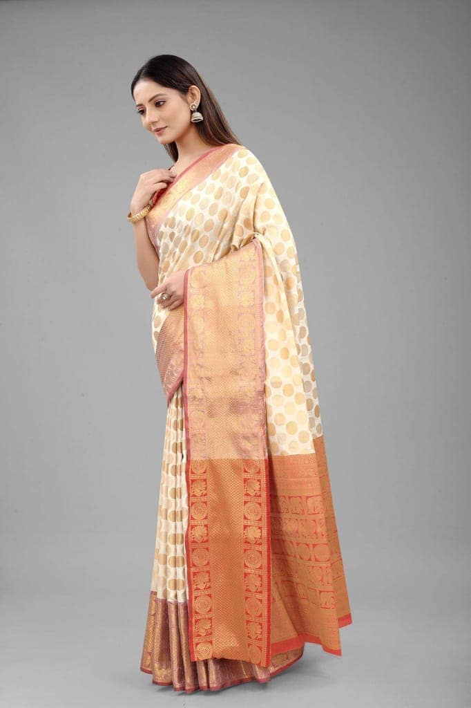 Silk Zone Women's Banarasi Silk Woven Saree With Unstiched Blouse Piece view 3