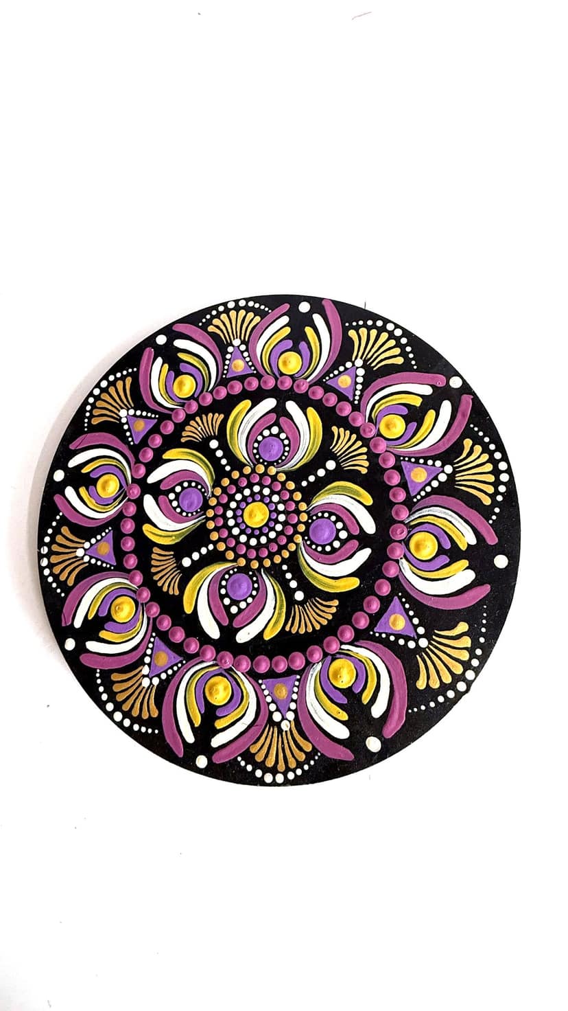 Handcrafted Dot Mandala Wall Decor Plate – Wooden Mandala Art for Home Decor & Gifting