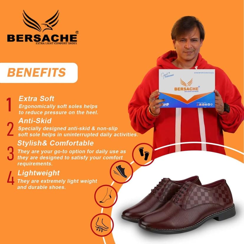 Bersache men Comfortable stylish trending formal shoe Derby For Men's view 2