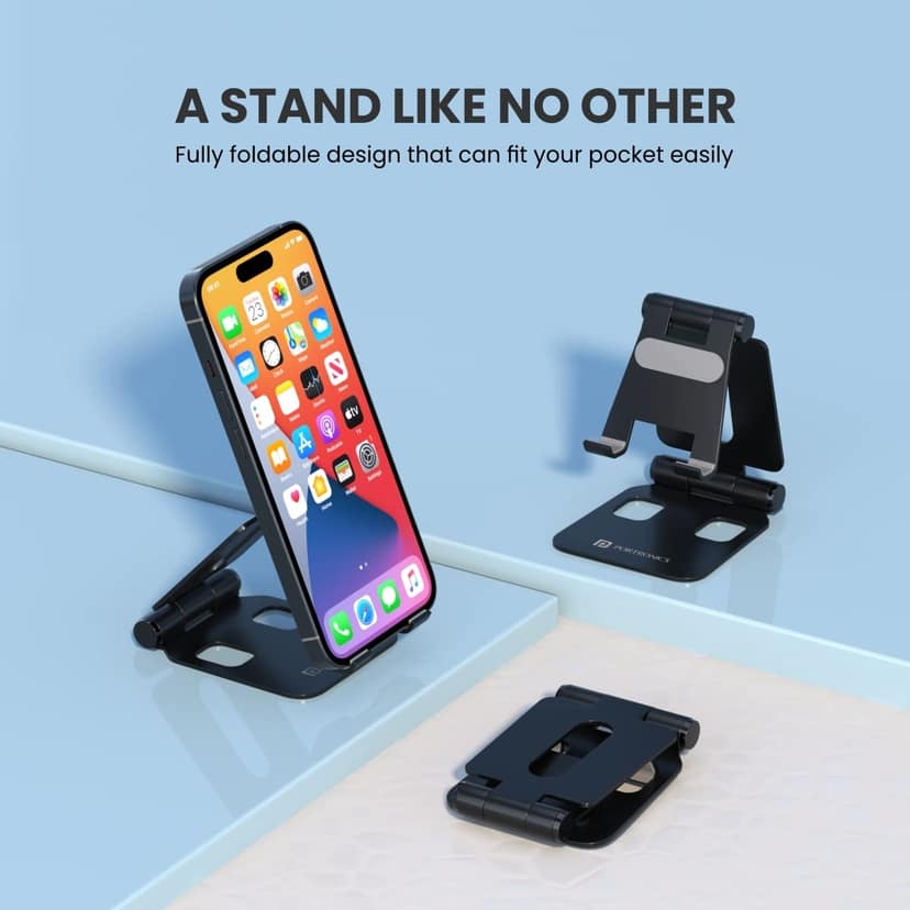 Portronics Modesk Flex Mini Mobile Stand, All Metal Body, Adjustable Angles for Handsfree Viewing, Universal Mobile Holder view 2