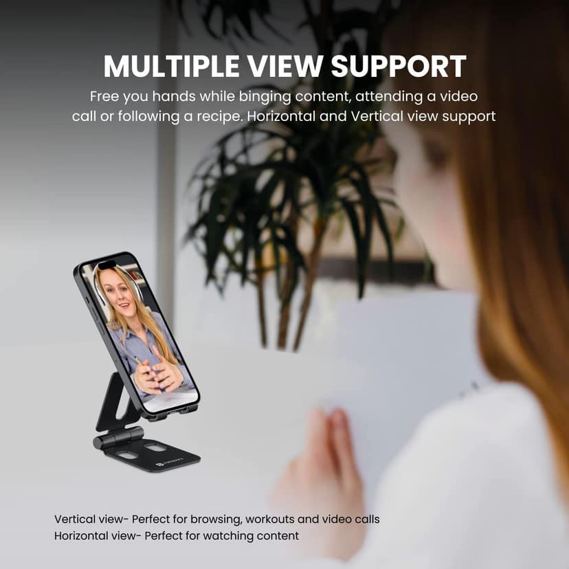 Portronics Modesk Flex Mini Mobile Stand, All Metal Body, Adjustable Angles for Handsfree Viewing, Universal Mobile Holder view 4