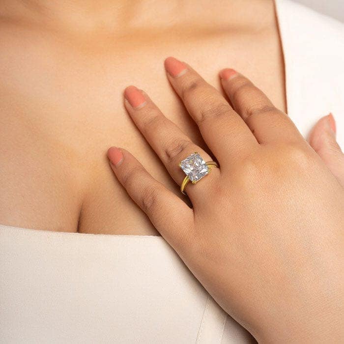 18k Gold Plated Silver Crystal Radiant Ring view 2