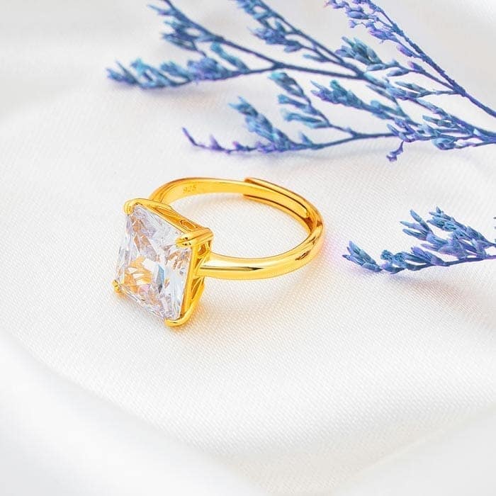 18k Gold Plated Silver Crystal Radiant Ring view 3