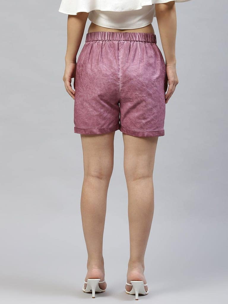 Women Purple Dyed Cotton Shorts view 3