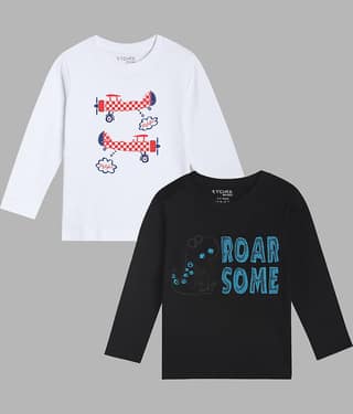 ETCHED DESIGN Pack of 1 Boys Cotton T-Shirt ( Multicolor )