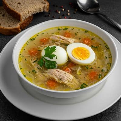 Chicken Soup With Boiled Egg