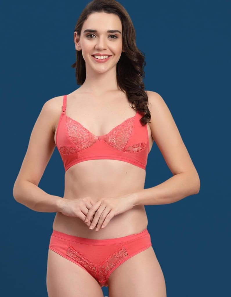 ADORNSTAR Bra Panty Set Sexy Lingerie Set for Women Pack of 3 Baby Pink view 3