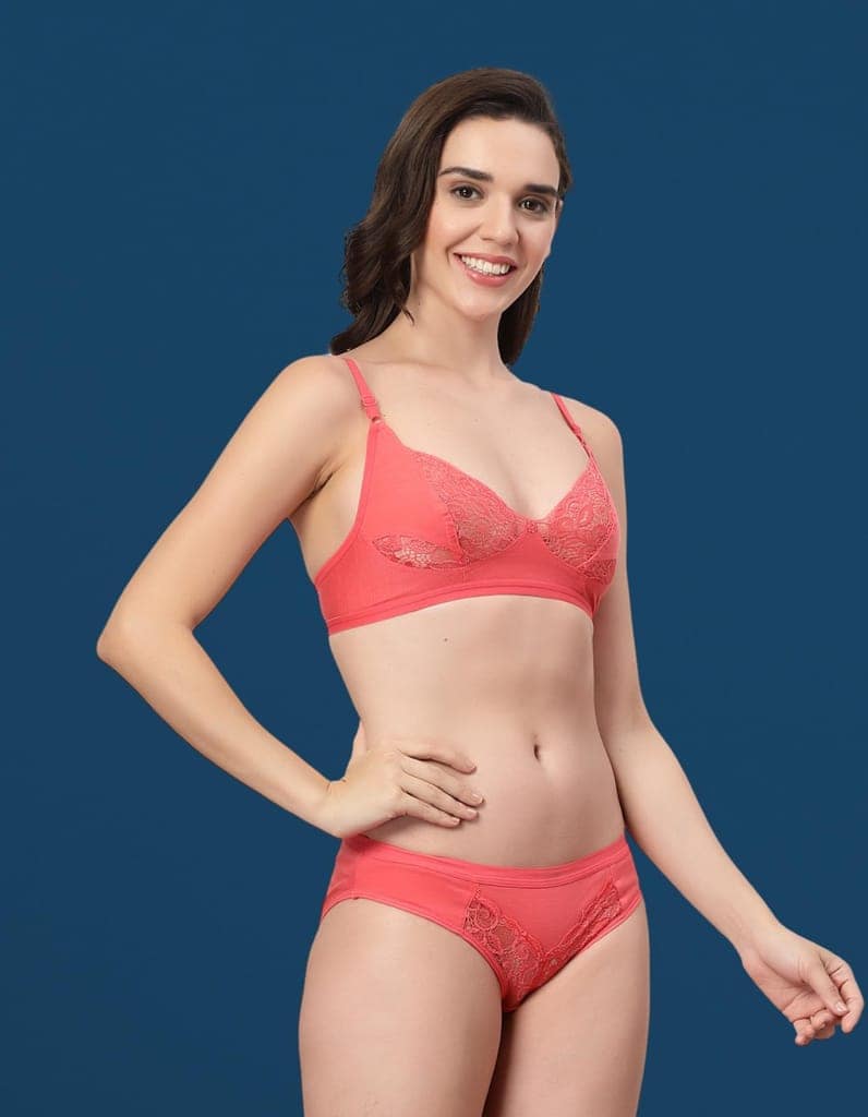 ADORNSTAR Bra Panty Set Sexy Lingerie Set for Women Pack of 3 Baby Pink view 4