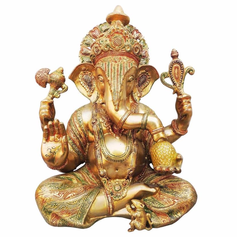 Brass Showpiece Ganesh Ji Colour God Idol Statue (BSMAS492 A) view 2