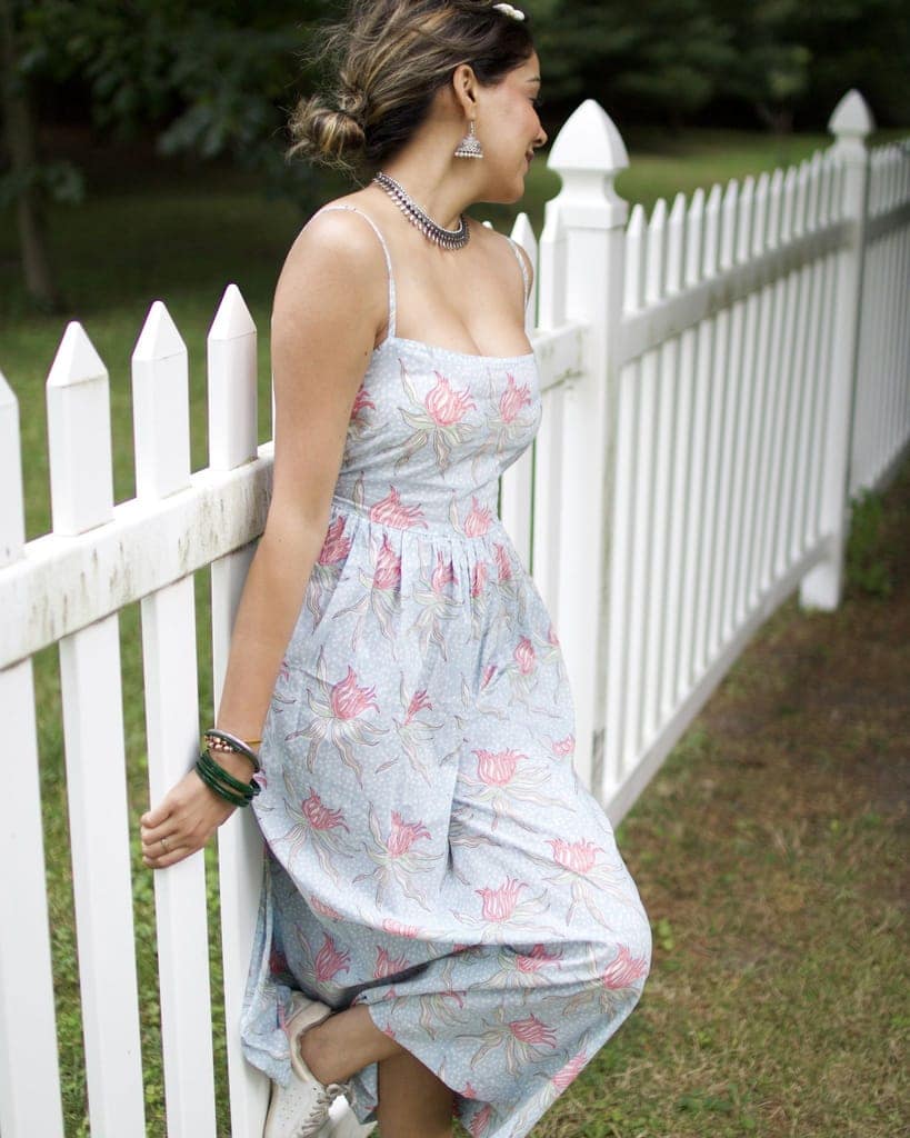 Serene Blue Organic Cotton Comfort dress by Aagaaz Jaipur view 2