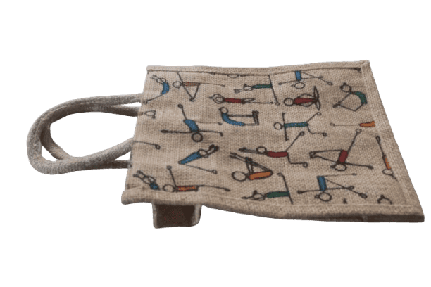 Eco-Friendly Jute Handbag with Multi color dancing dall Design view 2