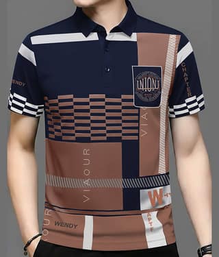 ENITOR Men Cotton Blend Regular Fit Colorblock Polo T Shirt ( Maroon )