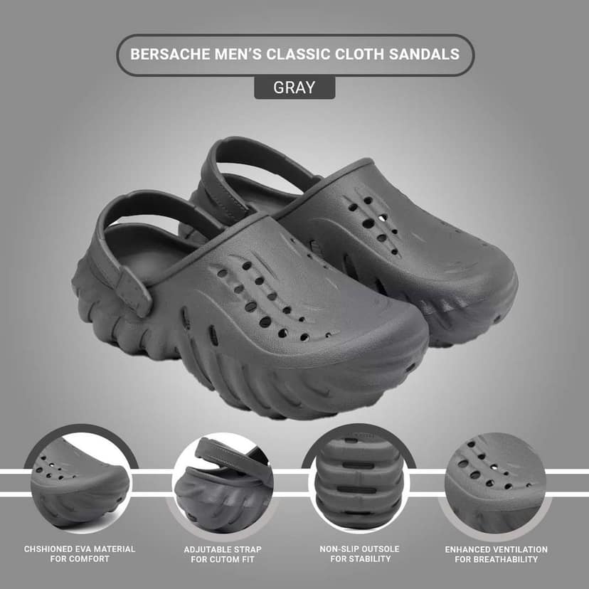 Bersache Extra Soft Classic Casual with Back Strap Regular wear with Ultra Soft & Flexibility Technology Clog for Men's view 5