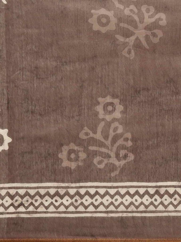 Women's Pure Cotton block print saree with unstiched blouse piece view 4