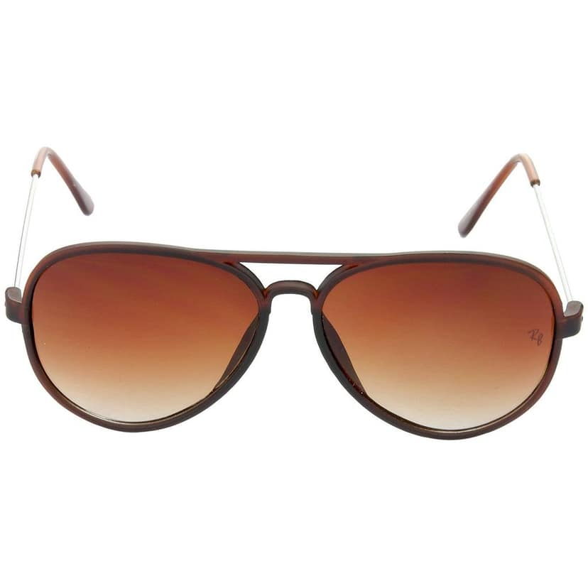 HRINKAR Pilot Stylish Sunglasses For Men And Women (Brown And Red Lens | Brown And Silver Frame - HCMB316) With Free Paper 3D Glass view 3