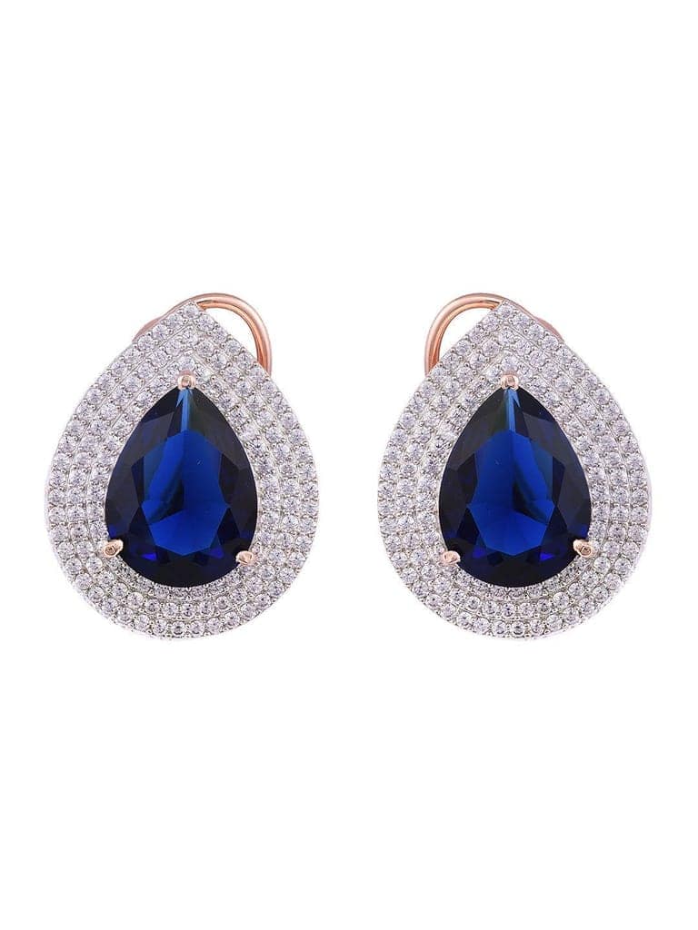 Women Blue & White Rose GoldPlated Teardrop Shaped Studs Earrings view 4