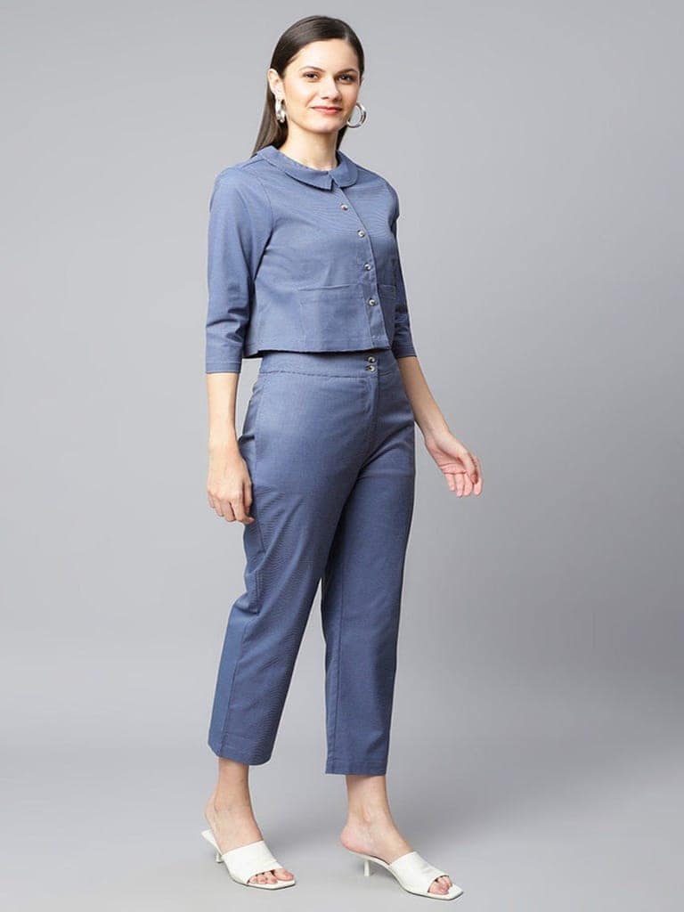 Blue Textured Co-ord Set view 3