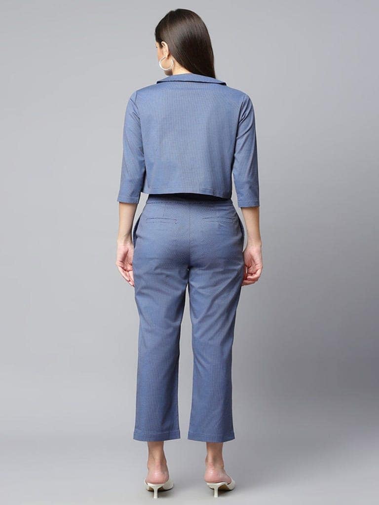 Blue Textured Co-ord Set view 4