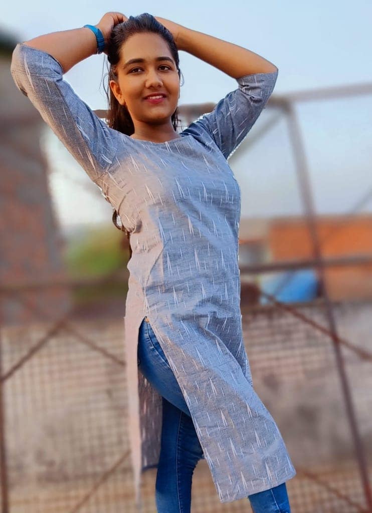 Pure Cotton Ikkat Dress Wild Grey Colour (Size XXS(32) to Plus Size(56))-9720 view 4