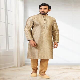 Raivat Ethnic Beige Colour Jacquard Silk Brocade Kurta Pajama 1006