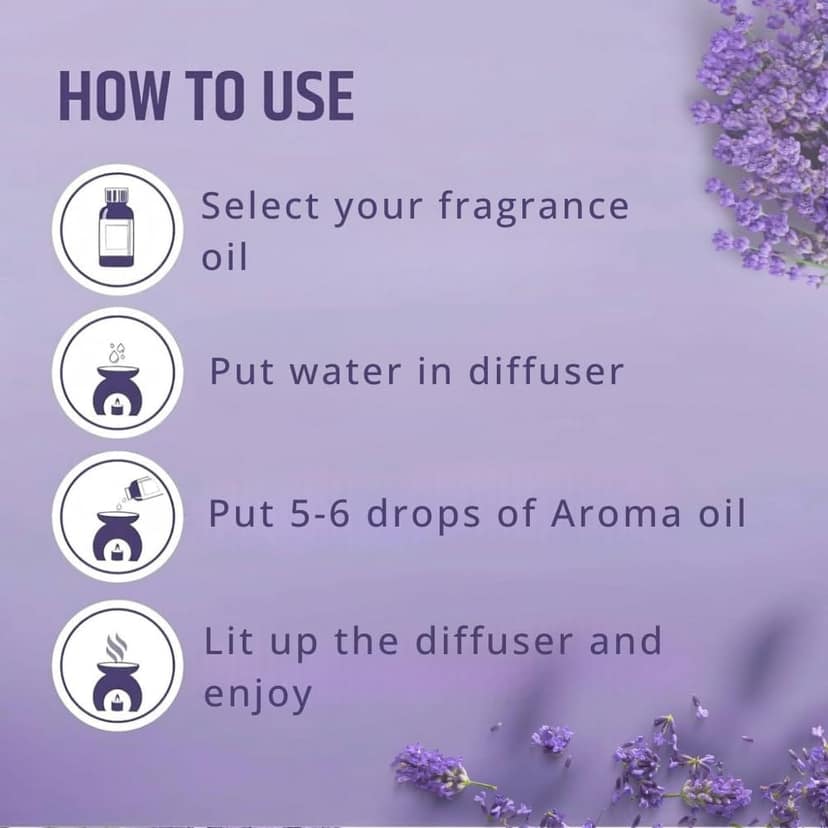 Nira Fragrances Oil | 15 ml | Lavender Aroma Oil for Home Fragrance | Best for Aromatherapy | Helps in Meditation | Used in Diffuser, Candles, Air Fresheners view 6