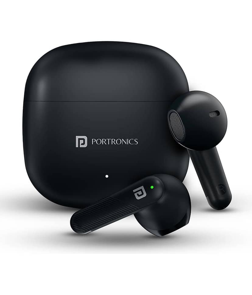 Portronics In-the-ear Bluetooth Headset with Upto 30h Talktime True Wireless - Black