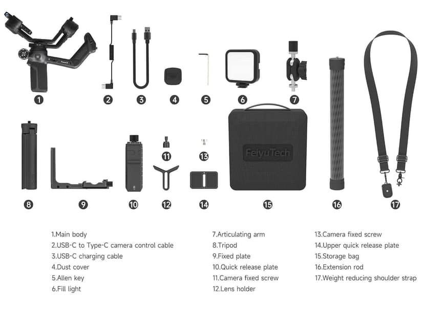 FeiyuTech SCORP 3 KIT Gimbal Stabilizer for DSLR and Mirrorless Camera,Built-in AI Tracking,Detachable Handle,3-Axis Gimbal for Sony/Canon/Nikon/Fujifilm, Max 7.721lbs,Touch Screen with Case view 3