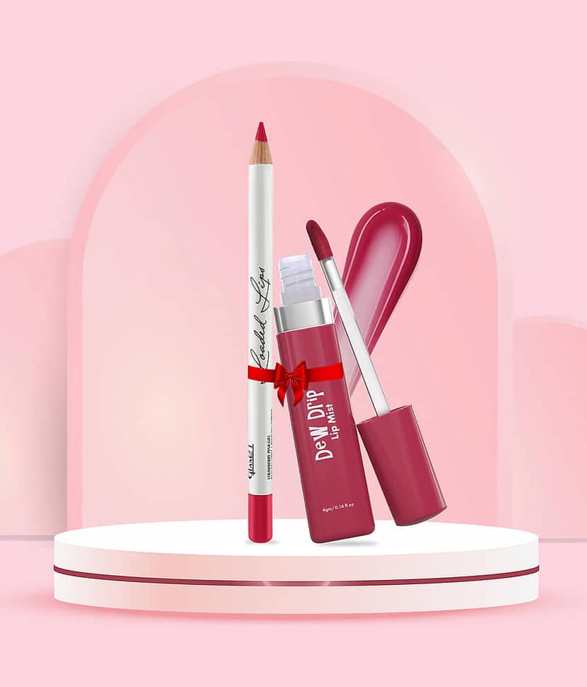 Glam21 Dew Drip Lip Mist- Strawberry Pink-02 & Loaded Lips Matte Lip Liner- Strawberry Pink-02 Combo | Glossy Tint + Waterproof Matte Liner | Long-Lasting, Non-Sticky Finish | Highly Pigmented & Nourishing Lip Stain