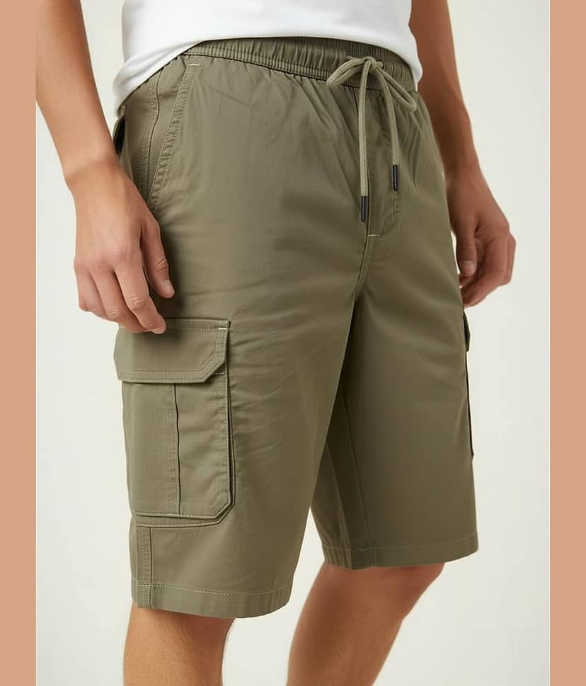 plounge Olive Cotton Blend Men's Shorts ( Pack of 1 ) view 2