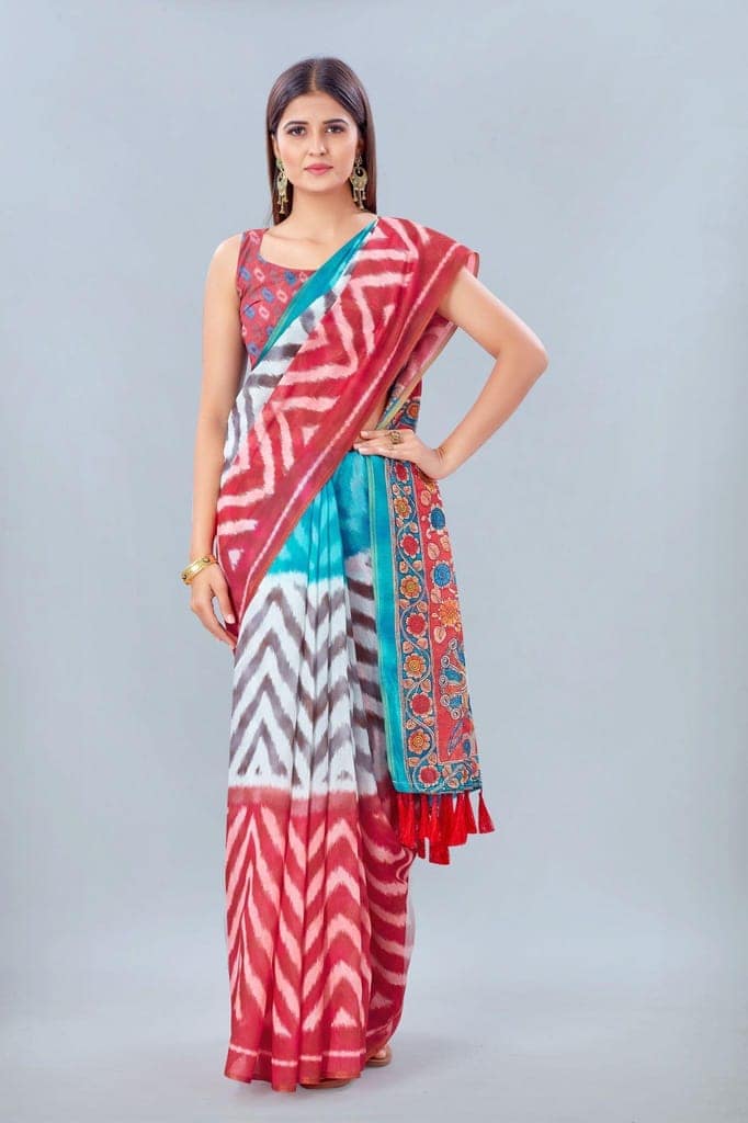 Women's Pure Cotton Kalamkari Digital Print Multicolor Saree