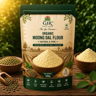 The Gir Family Farmer Organic Moong Dal Flour (500g) | Natural & Pure | Healthy Cooking
