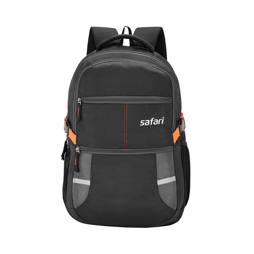 Omega spacious/large laptop backpack with Raincover, college bag, travel bag for men and women, Black, 30 Litre