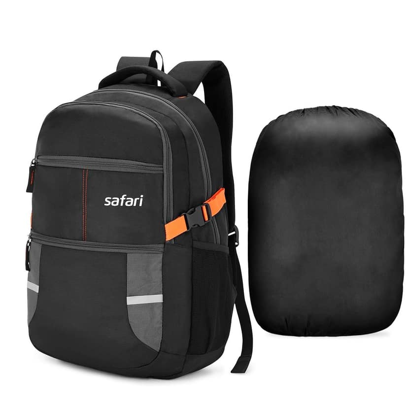 Omega spacious/large laptop backpack with Raincover, college bag, travel bag for men and women, Black, 30 Litre view 3