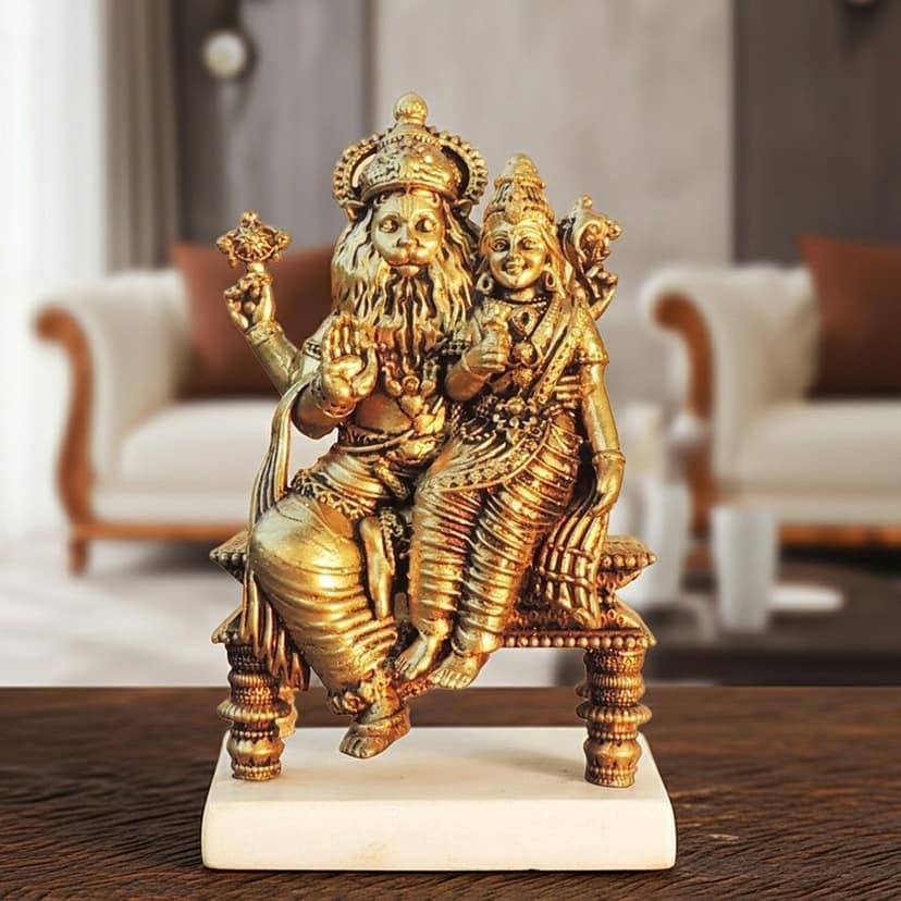 Brass Narsingh Bhagwan God Idol � Narasimha Dev Brass Murti For Home Mandir, Height : 4.7 Inch (BSMAS1807 E)