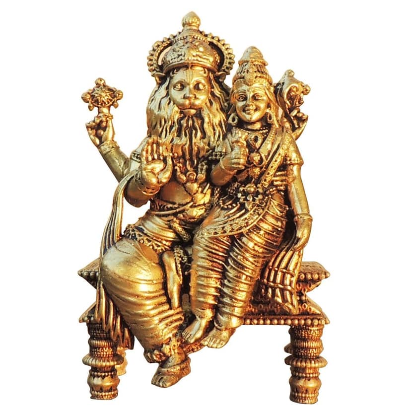 Brass Narsingh Bhagwan God Idol � Narasimha Dev Brass Murti For Home Mandir, Height : 4.7 Inch (BSMAS1807 E) view 2