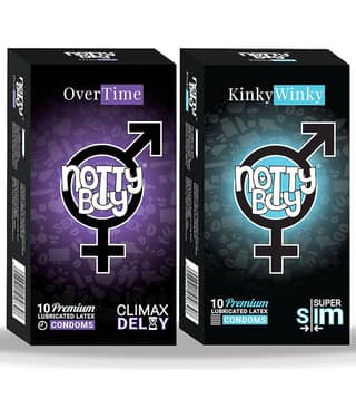 NottyBoy Extra Thin Super Slim and Extra Delay Condoms - 20 Units