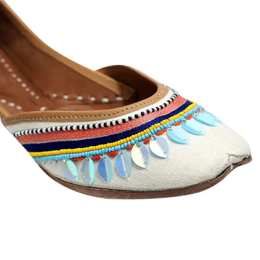 RSK ETHNIC WEAR, Lilac Color Embroidered Handmade Jutti for Women with Soft Leather and Double Cushion view 5