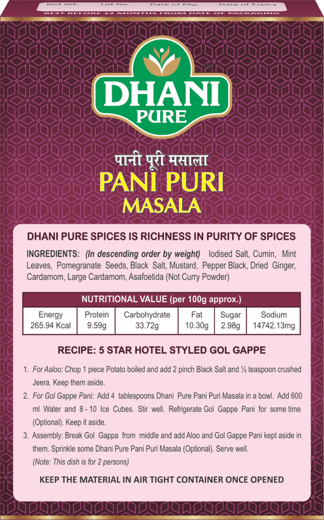 Dhani Pure Pani Puri Masala Box (MRP : RS. 10/- ONLY) view 2