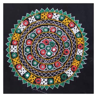 Garvi Gurjari (A Gujarat Govt Enterprise) Cotton Multicolor Hand Embroidered Patch with Mirror Work(GGCMEP57)