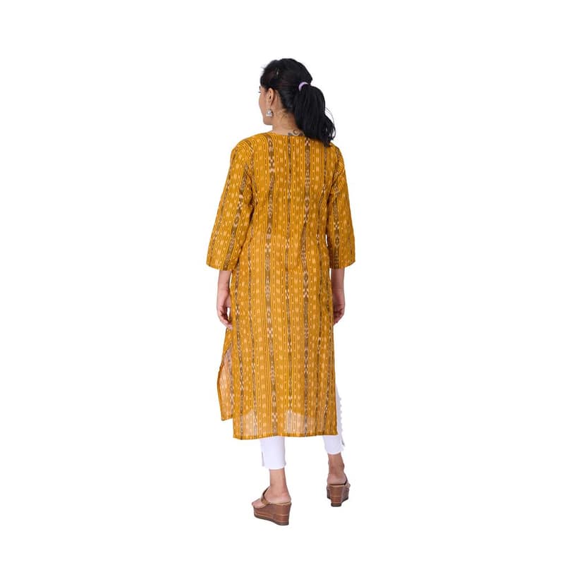GUENDICHA HAAT Sambalpuri Certified Handloom Women's Pure Cotton Kurta view 3
